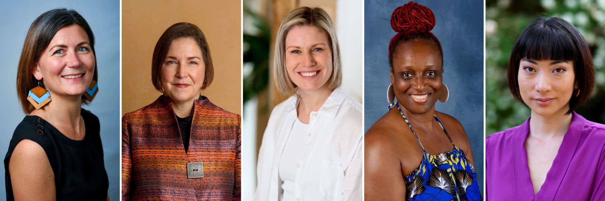 a collage of 5 professional headshots of women smiling and looking into the camera. 